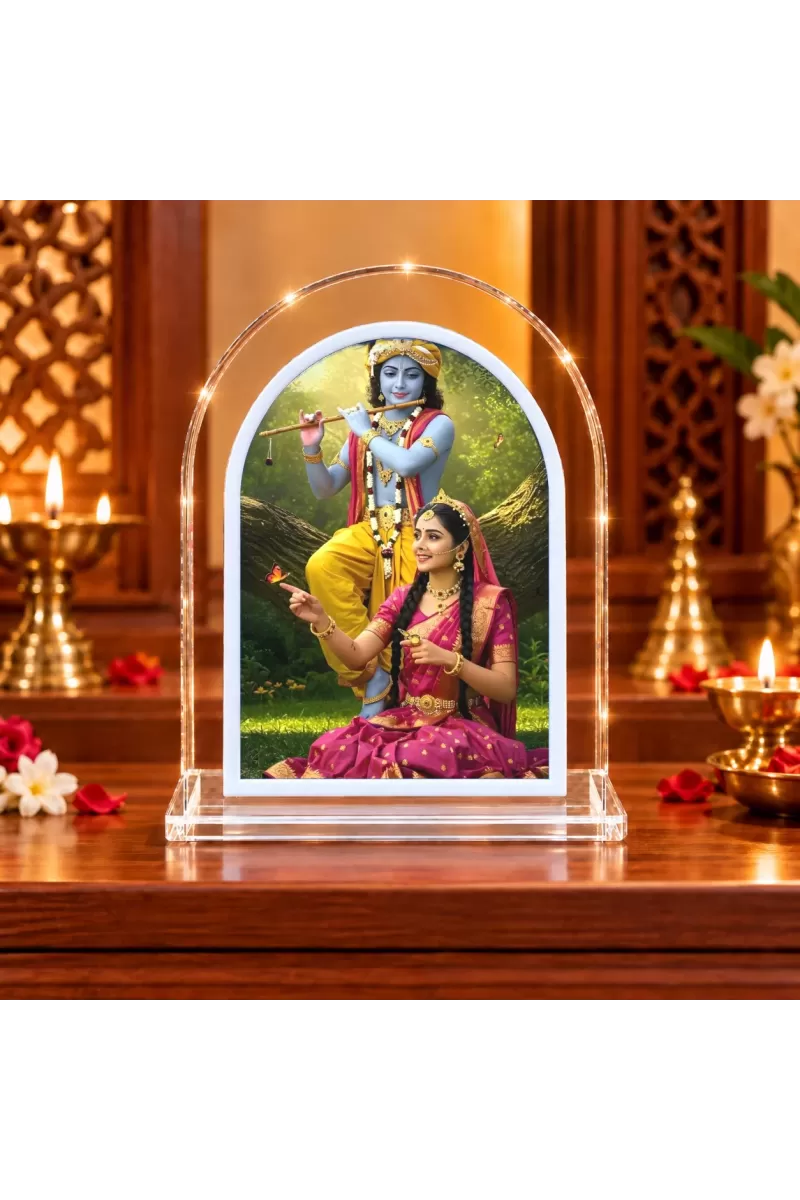 Radha Krishna L Shape Acrylic Showpiece 3 X 3.5 Inch For Home, Office And Car (F176439)
