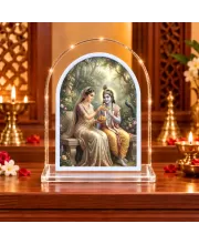 Radha Krishna L Shape Acrylic Showpiece 3 X 3.5 Inch For Home, Office And Car (F176440)