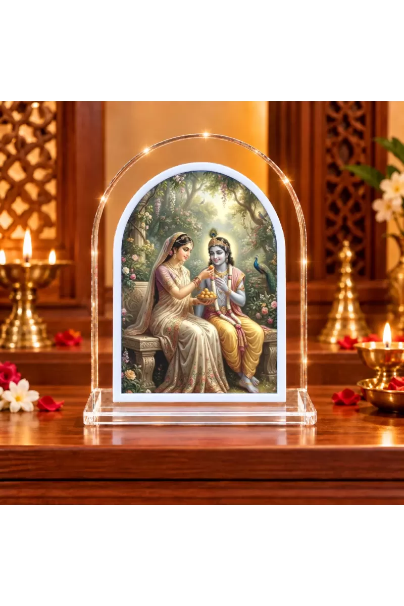 Radha Krishna L Shape Acrylic Showpiece 3 X 3.5 Inch For Home, Office And Car (F176440)