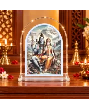 Shiva Parvati L Shape Acrylic Showpiece 3 X 3.5 Inch For Home, Office And Car (F176441)