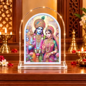 Radha Krishna L Shape Acrylic Showpiece 3 X 3.5 Inch For Home, Office And Car (F176444)