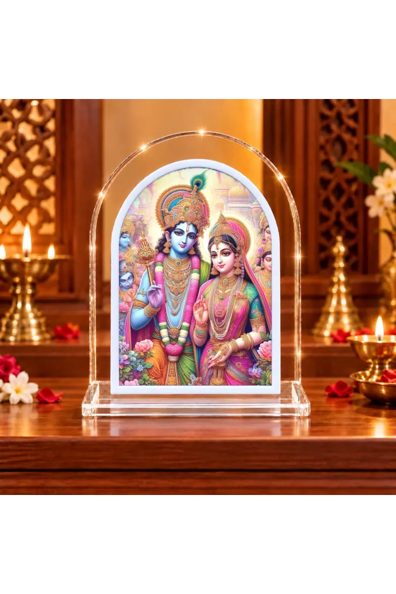 Radha Krishna L Shape Acrylic Showpiece 3 X 3.5 Inch For Home, Office And Car (F176444)