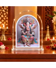 Lord Ganesha L Shape Acrylic Showpiece 3 X 3.5 Inch For Home, Office And Car (F176449)