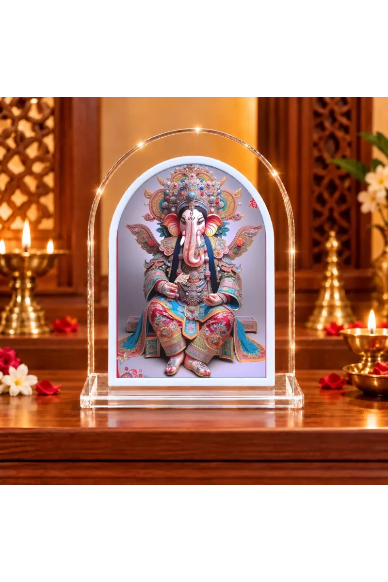 Lord Ganesha L Shape Acrylic Showpiece 3 X 3.5 Inch For Home, Office And Car (F176449)