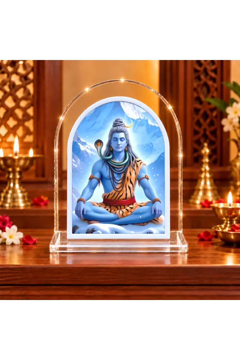 Lord Shiva L Shape Acrylic Showpiece 3 X 3.5 Inch For Home, Office And Car (F176451)