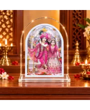 Radha Krishna L Shape Acrylic Showpiece 3 X 3.5 Inch For Home, Office And Car (F176452)