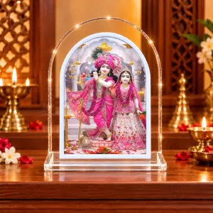 Radha Krishna L Shape Acrylic Showpiece 3 X 3.5 Inch For Home, Office And Car (F176452)