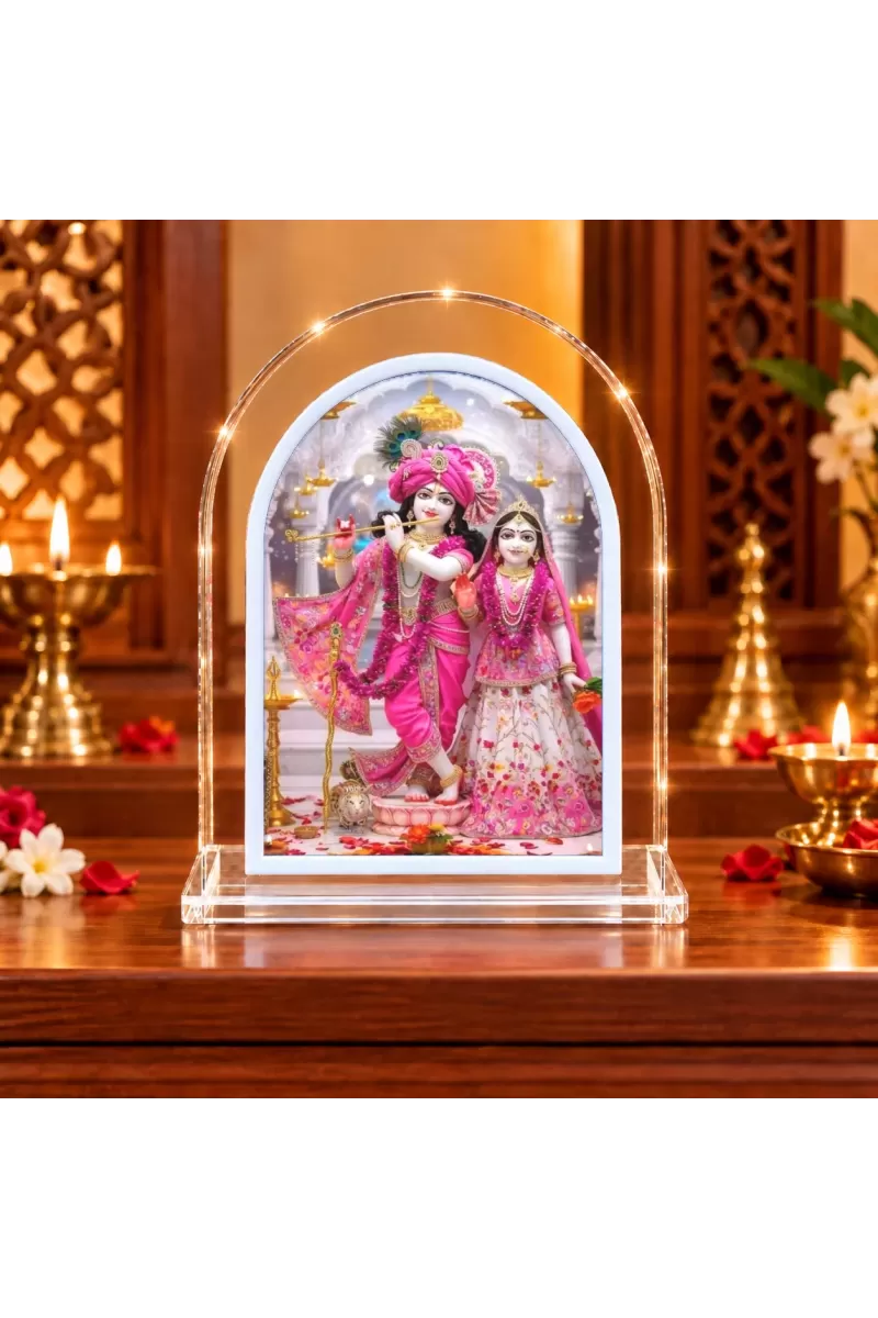 Radha Krishna L Shape Acrylic Showpiece 3 X 3.5 Inch For Home, Office And Car (F176452)