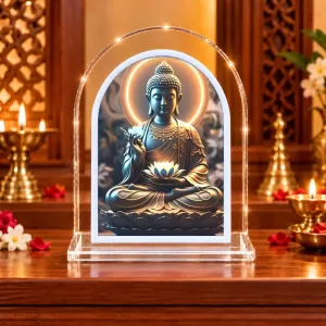 Buddha L Shape Acrylic Showpiece 3 X 3.5 Inch For Home, Office And Car (F176455)