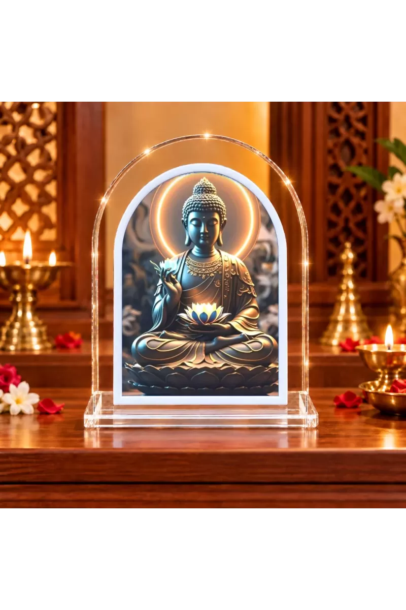 Buddha L Shape Acrylic Showpiece 3 X 3.5 Inch For Home, Office And Car (F176455)
