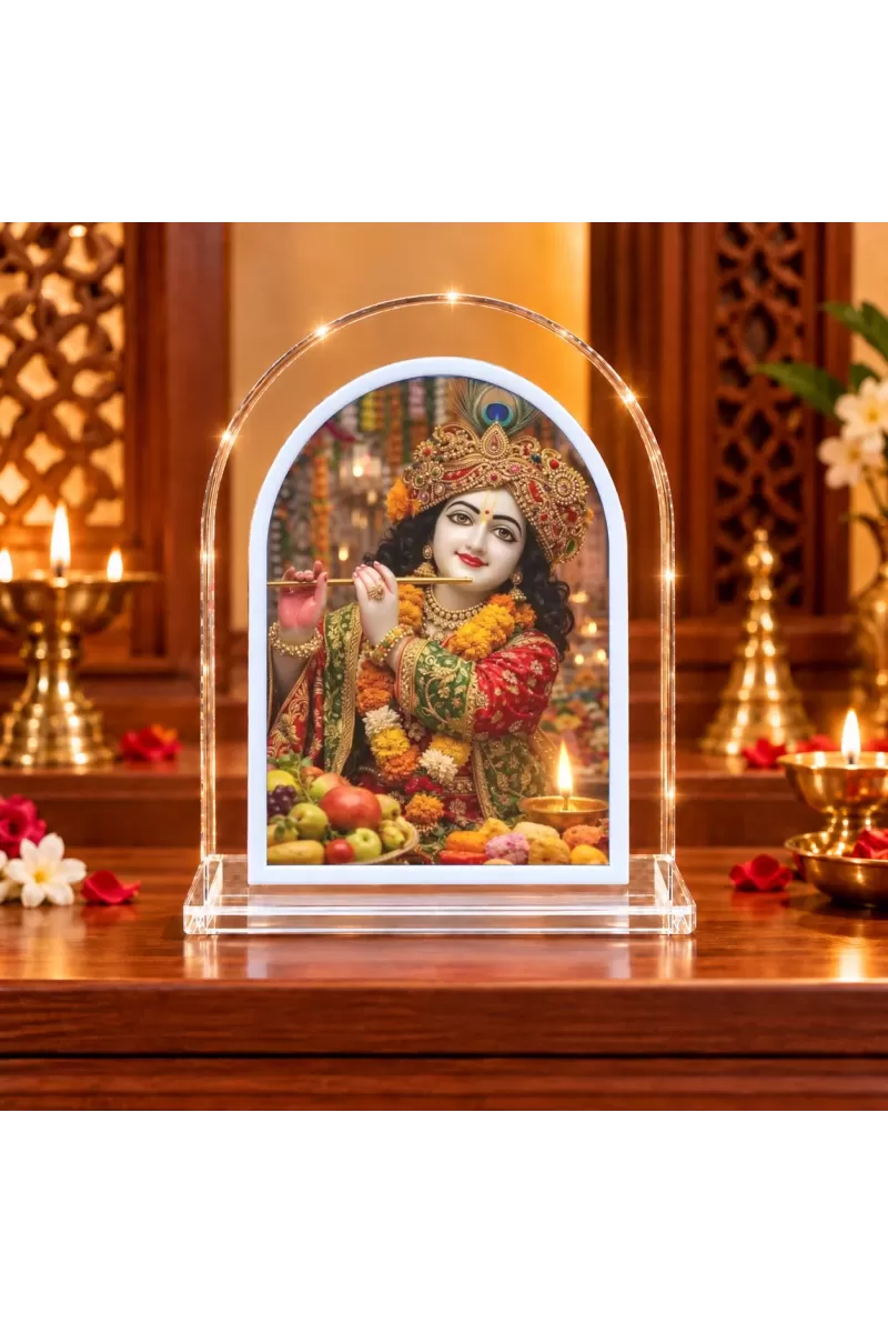 Lord Krishna L Shape Acrylic Showpiece 3 X 3.5 Inch For Home, Office And Car (F176458)