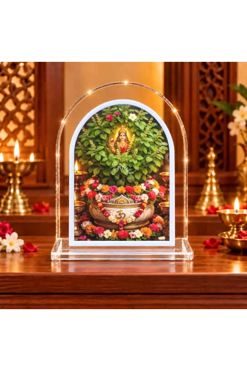 Tulsi L Shape Acrylic Showpiece 3 X 3.5 Inch For Home, Office And Car (F176460)