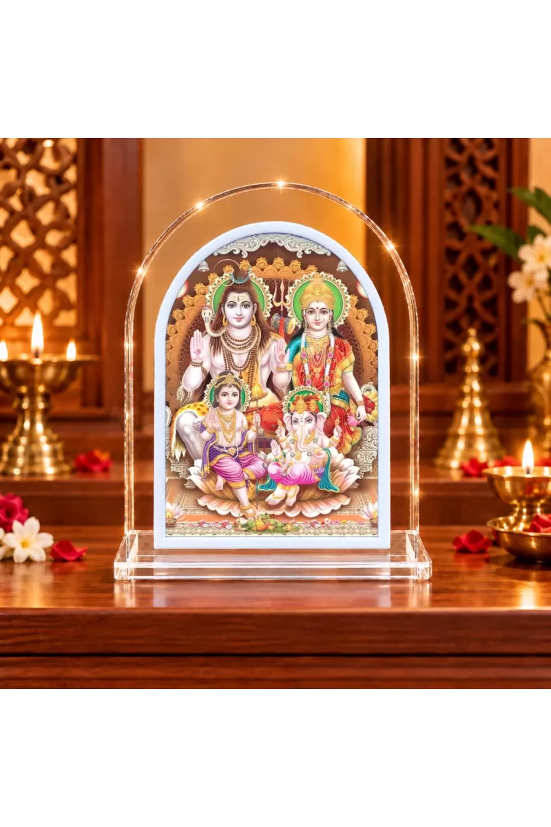 Lord Shiv And Durga L Shape Acrylic Showpiece 3 X 3.5 Inch For Home, Office And Car (F176461)