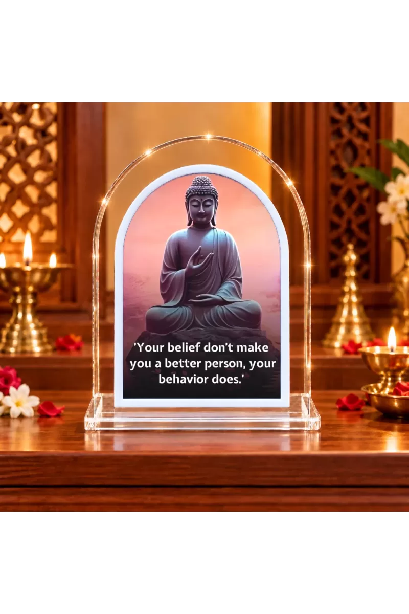 Buddha L Shape Acrylic Showpiece 3 X 3.5 Inch For Home, Office And Car (F176462)