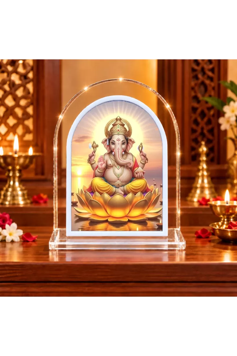 Lord Ganesha L Shape Acrylic Showpiece 3 X 3.5 Inch For Home, Office And Car (F176463)