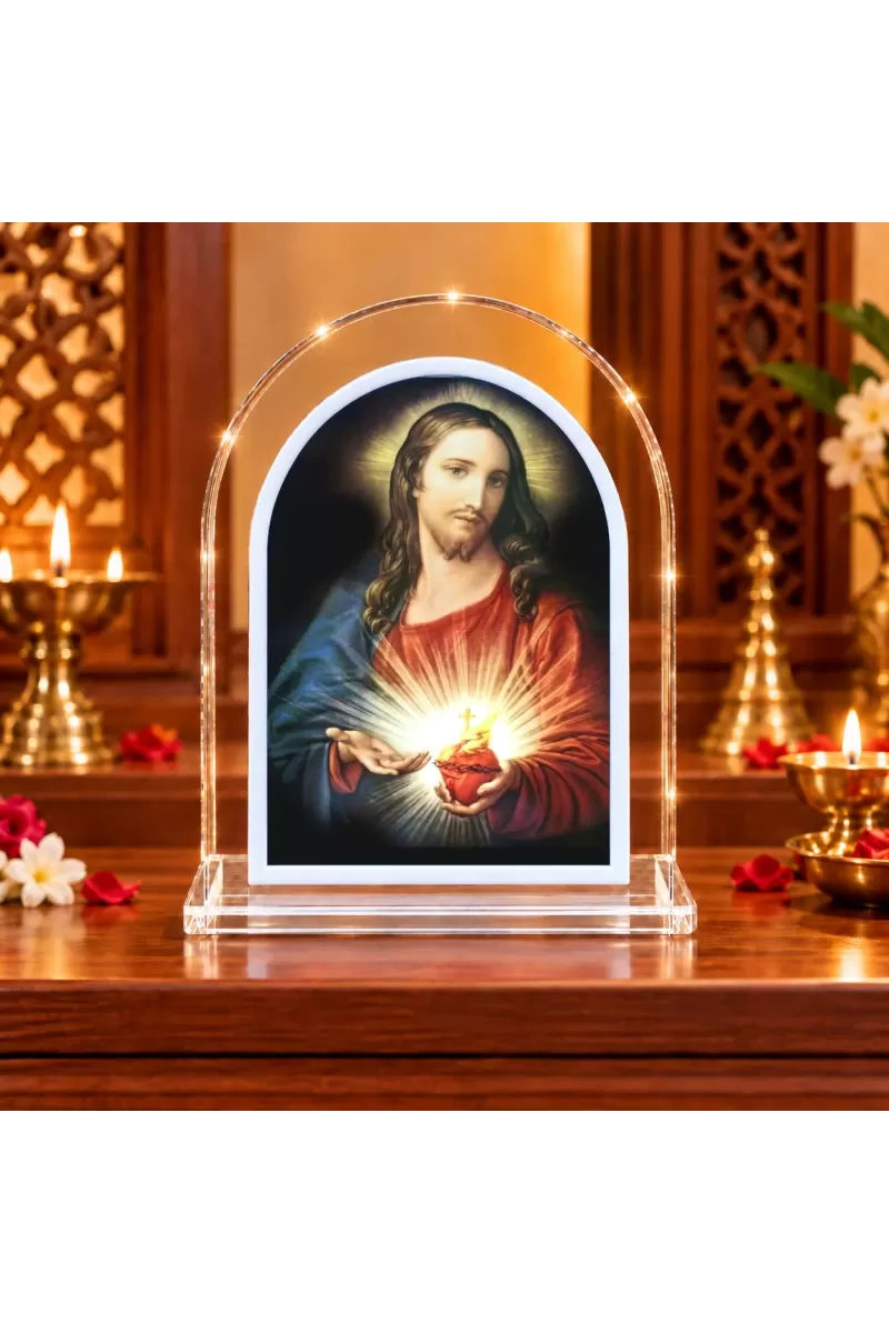 Jesus Christ L Shape Acrylic Showpiece 3 X 3.5 Inch For Home, Office And Car (F176464)