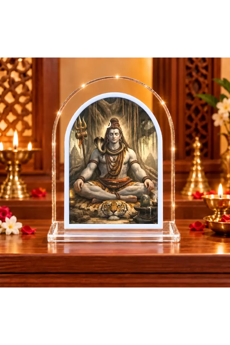 Lord Shiva L Shape Acrylic Showpiece 3 X 3.5 Inch For Home, Office And Car (F176469)
