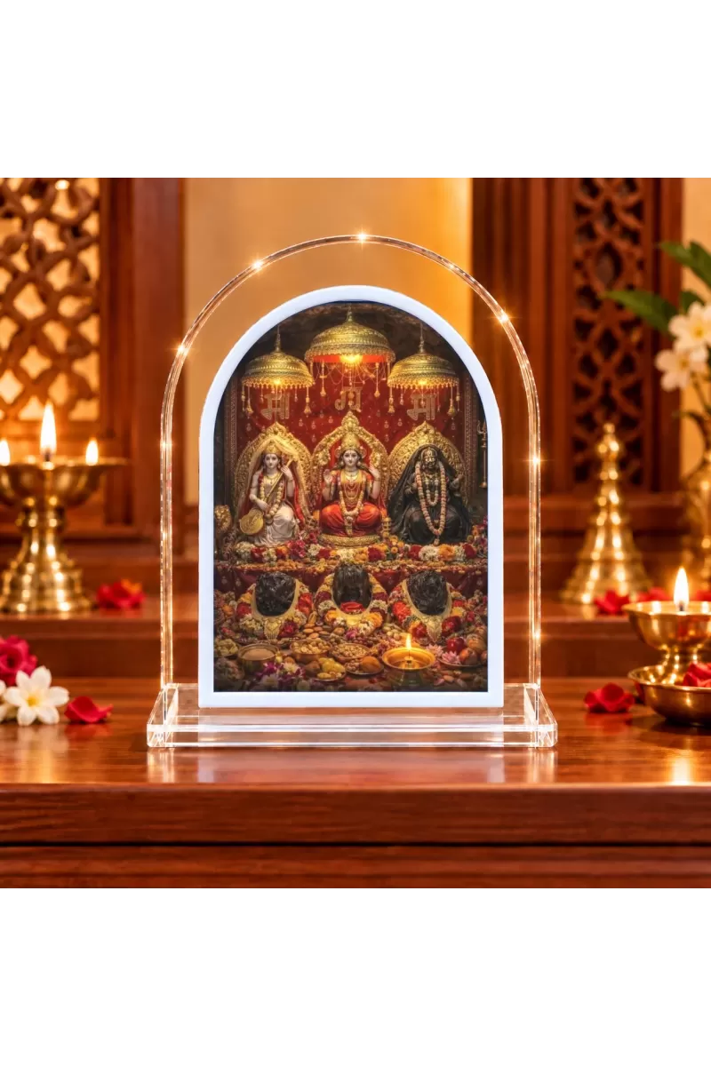 Maa Vaishno Devi L Shape Acrylic Showpiece 3 X 3.5 Inch For Home, Office And Car (F176472)