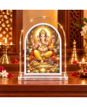 Lord Ganesha L Shape Acrylic Showpiece 3 X 3.5 Inch For Home, Office And Car (F176474)