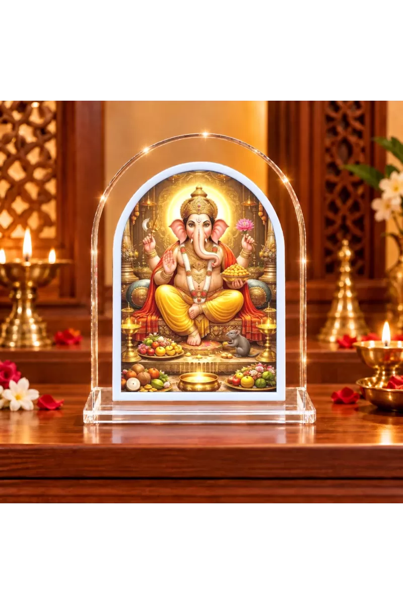 Lord Ganesha L Shape Acrylic Showpiece 3 X 3.5 Inch For Home, Office And Car (F176474)