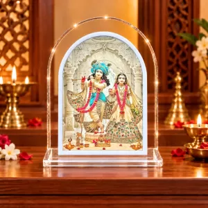Radha Krishna L Shape Acrylic Showpiece 3 X 3.5 Inch For Home, Office And Car (F176476)