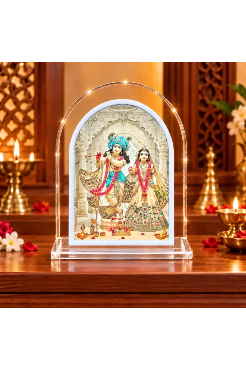 Radha Krishna L Shape Acrylic Showpiece 3 X 3.5 Inch For Home, Office And Car (F176476)
