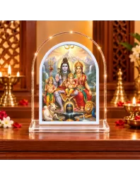 Lord Shiv And Durga L Shape Acrylic Showpiece 3 X 3.5 Inch For Home, Office And Car (F176478)