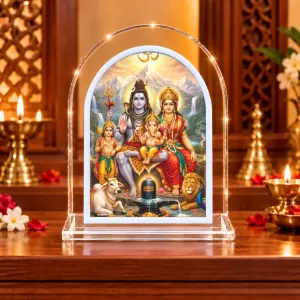Lord Shiv And Durga L Shape Acrylic Showpiece 3 X 3.5 Inch For Home, Office And Car (F176478)