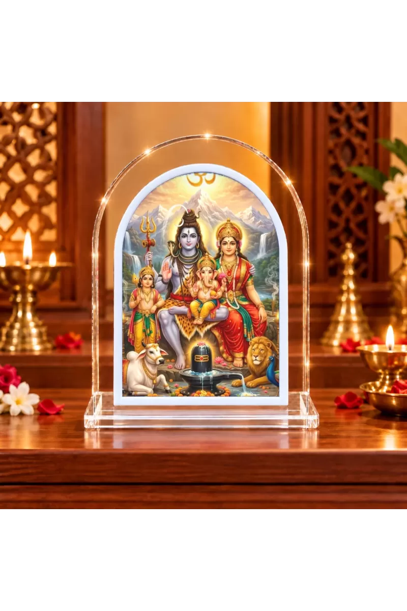 Lord Shiv And Durga L Shape Acrylic Showpiece 3 X 3.5 Inch For Home, Office And Car (F176478)