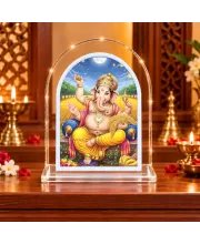 Lord Ganesha L Shape Acrylic Showpiece 3 X 3.5 Inch For Home, Office And Car (F176479)