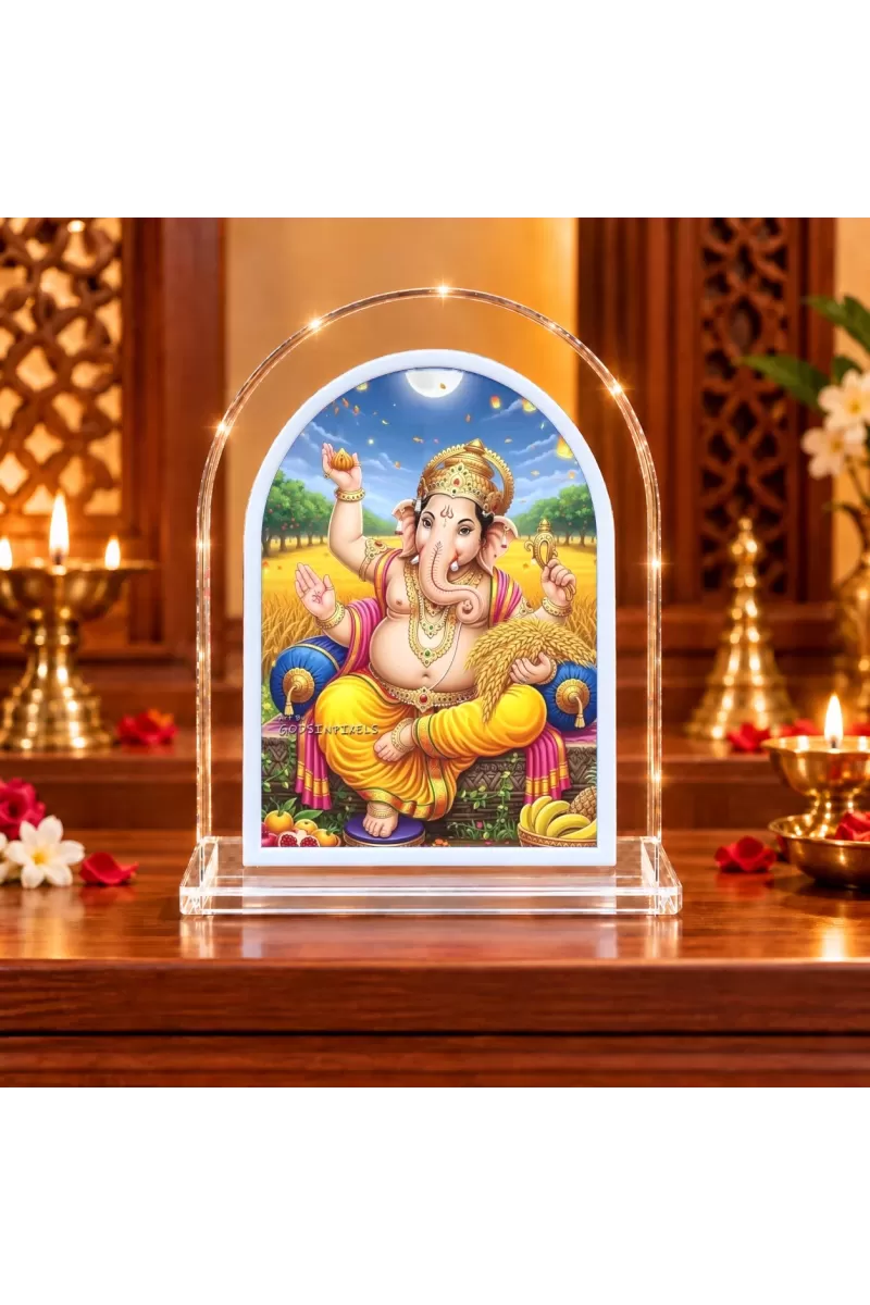 Lord Ganesha L Shape Acrylic Showpiece 3 X 3.5 Inch For Home, Office And Car (F176479)