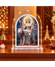 Durga Maa L Shape Acrylic Showpiece 3 X 3.5 Inch For Home, Office And Car (F176485)