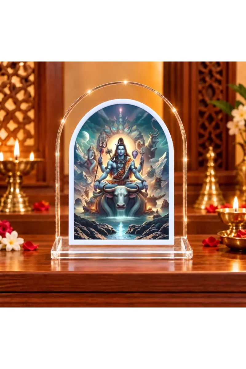 Lord Shiva L Shape Acrylic Showpiece 3 X 3.5 Inch For Home, Office And Car (F176487)