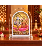 Goddess Lakshmi And Narayan L Shape Acrylic Showpiece 3 X 3.5 Inch For Home, Office And Car (F176488)