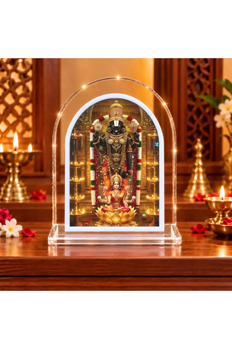God Venkatswar  L Shape Acrylic Showpiece 3 X 3.5 Inch For Home, Office And Car (F176489)