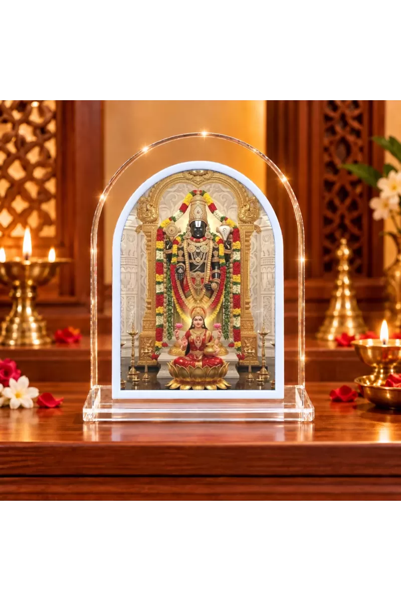 God Venkatswarar L Shape Acrylic Showpiece 3 X 3.5 Inch For Home, Office And Car (F176490)