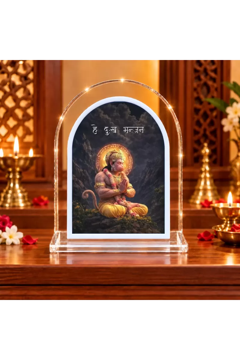Hanuman L Shape Acrylic Showpiece 3 X 3.5 Inch For Home, Office And Car (F176493)