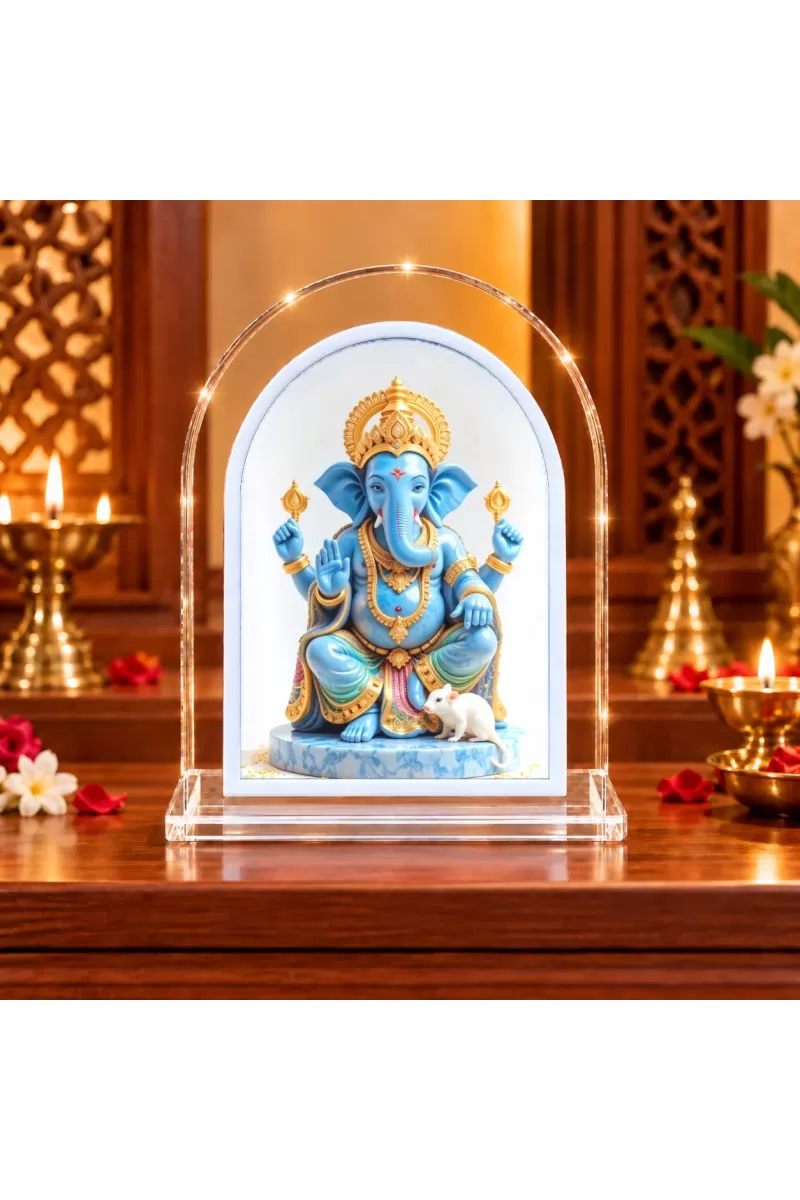 Lord Ganesha L Shape Acrylic Showpiece 3 X 3.5 Inch For Home, Office And Car (F176494)