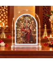 Durga Maa L Shape Acrylic Showpiece 3 X 3.5 Inch For Home, Office And Car (F176496)