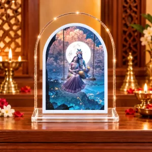 Radha Krishna L Shape Acrylic Showpiece 3 X 3.5 Inch For Home, Office And Car (F176499)