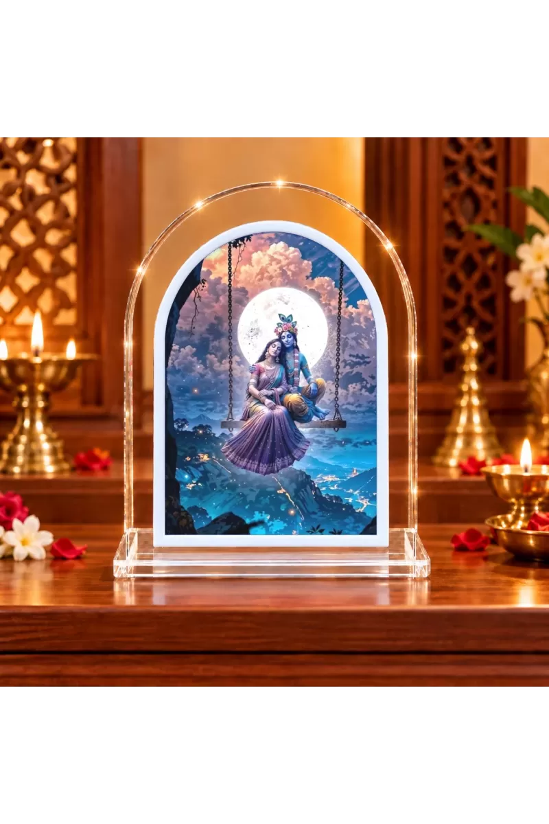 Radha Krishna L Shape Acrylic Showpiece 3 X 3.5 Inch For Home, Office And Car (F176499)