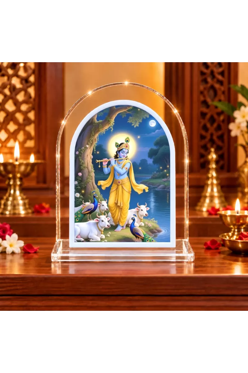 Lord Krishna L Shape Acrylic Showpiece 3 X 3.5 Inch For Home, Office And Car (F176501)