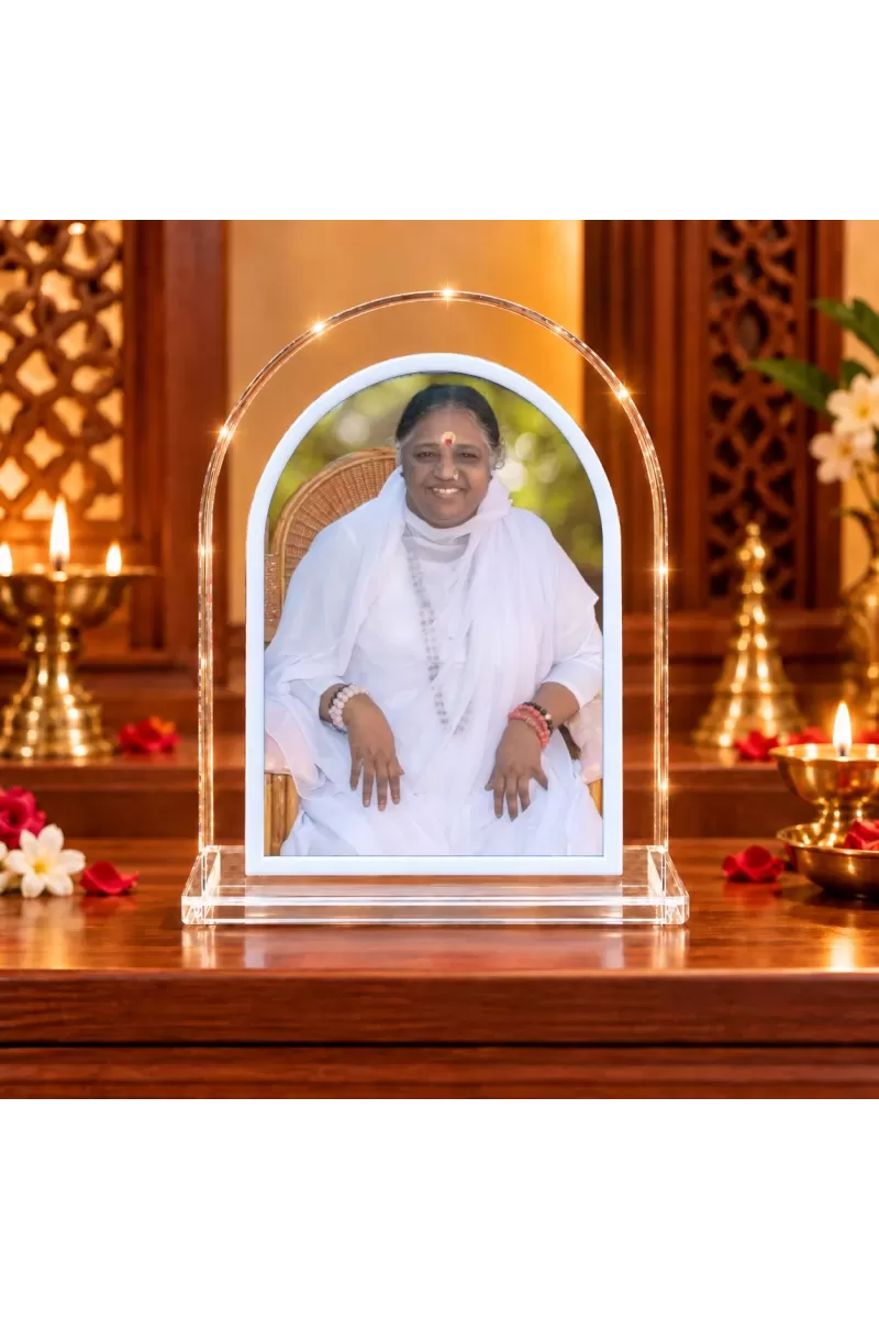 Maa Amritanandamayi L Shape Acrylic Showpiece 3 X 3.5 Inch For Home, Office And Car (F176502)