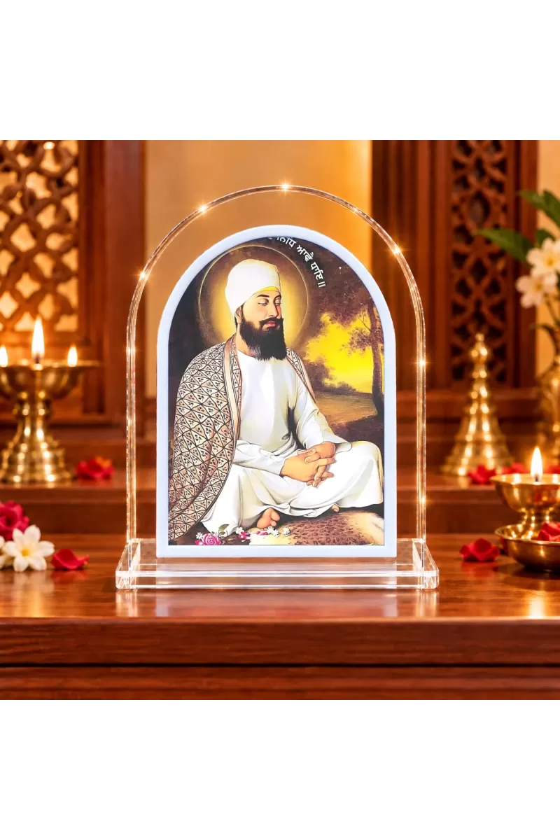 Guru Nanak Ji L Shape Acrylic Showpiece 3 X 3.5 Inch For Home, Office And Car (F176505)