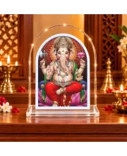 Lord Ganesha L Shape Acrylic Showpiece 3 X 3.5 Inch For Home, Office And Car (F176506)