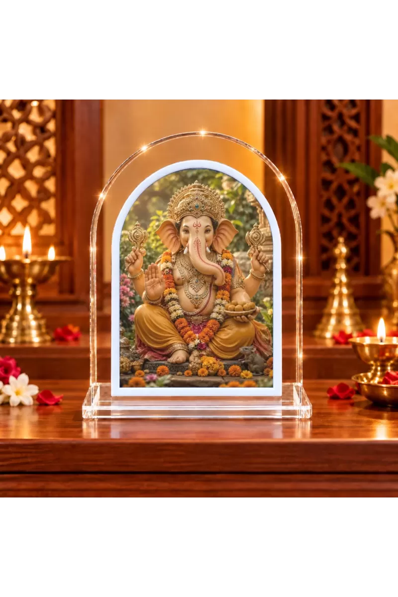 Lord Ganesha L Shape Acrylic Showpiece 3 X 3.5 Inch For Home, Office And Car (F176509)