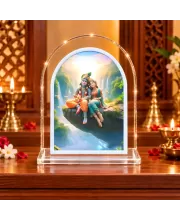 Radha Krishna L Shape Acrylic Showpiece 3 X 3.5 Inch For Home, Office And Car (F176510)