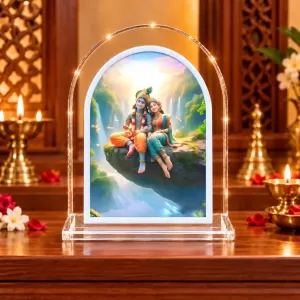 Radha Krishna L Shape Acrylic Showpiece 3 X 3.5 Inch For Home, Office And Car (F176510)