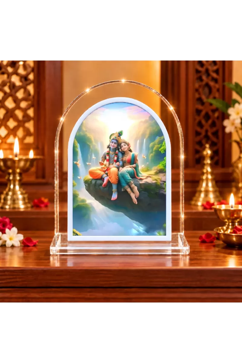 Radha Krishna L Shape Acrylic Showpiece 3 X 3.5 Inch For Home, Office And Car (F176510)