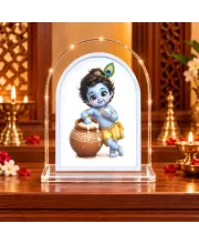Lord Krishna L Shape Acrylic Showpiece 3 X 3.5 Inch For Home, Office And Car (F176513)
